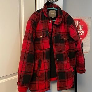 Fleece lined puffy shacket